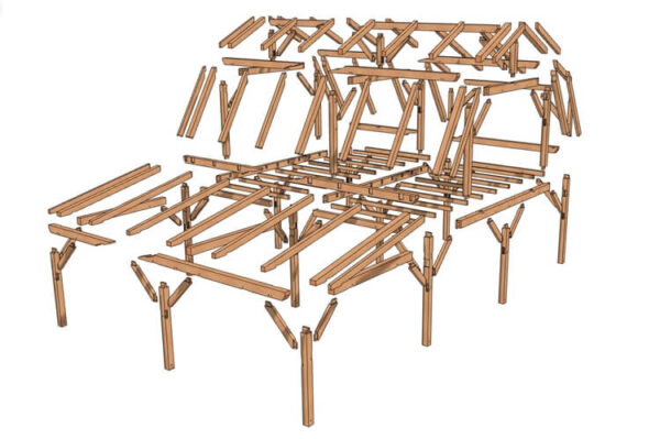 22x24 Gambrel Roof Plan (43611) Exploded-Isometric-1