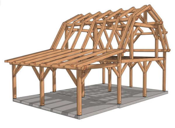 22x24 Gambrel Roof Plan (43611) Isometric-1