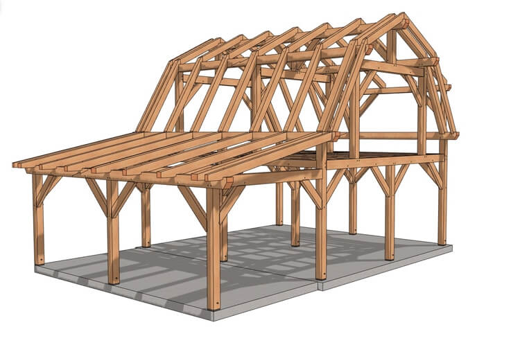 22x24 Gambrel Roof Plan (43611) Isometric-1