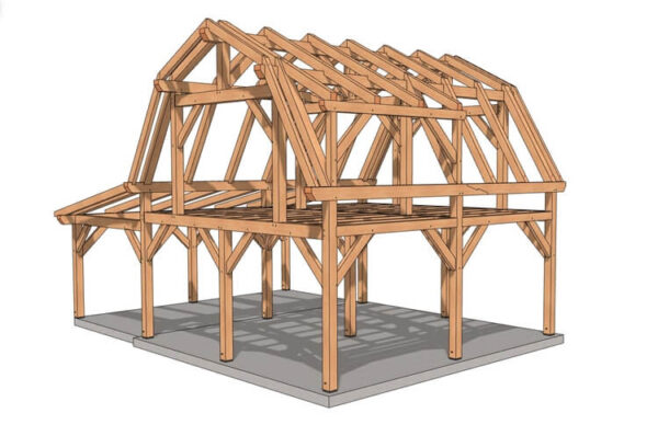 22x24 Gambrel Roof Plan (43611) Isometric-4