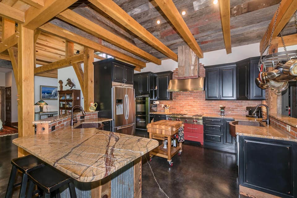 Timber Frame Ranch Home Kitchen
