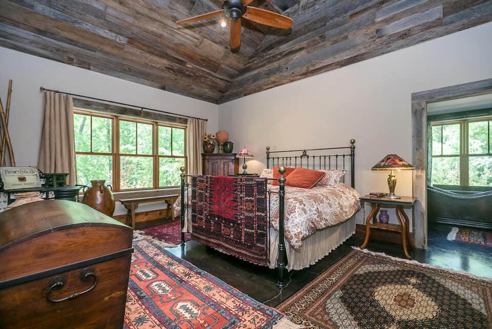 Timber Frame Ranch Home Master Bedroom