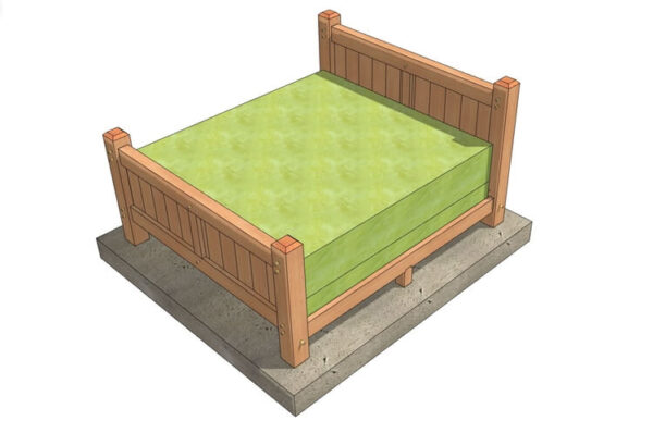 King Size Timber Frame Bed (54889) Isometric-2