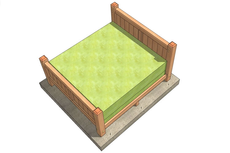 King Size Timber Frame Bed (54889) Isometric-3