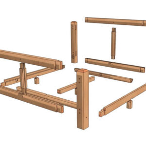King Size Timber Frame Bed (54889)Exploded-Isometric-1