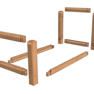 Twin Size Timber Frame Bed (54887) Exploded-Isometric-1