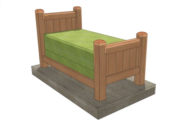 Twin Size Timber Frame Bed (54887) Isometric-1