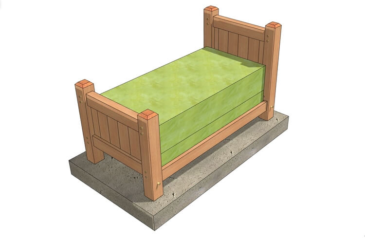 Twin Size Timber Frame Bed (54887) Isometric-3