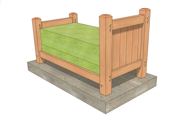 Twin Size Timber Frame Bed (54887) Isometric-5