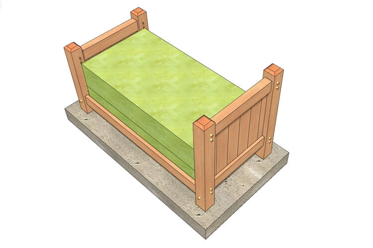 Twin Size Timber Frame Bed (54887) Isometric-6