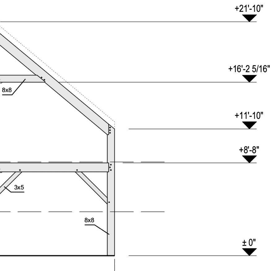 Dimensioned Plan Views, Elevations, and Sections