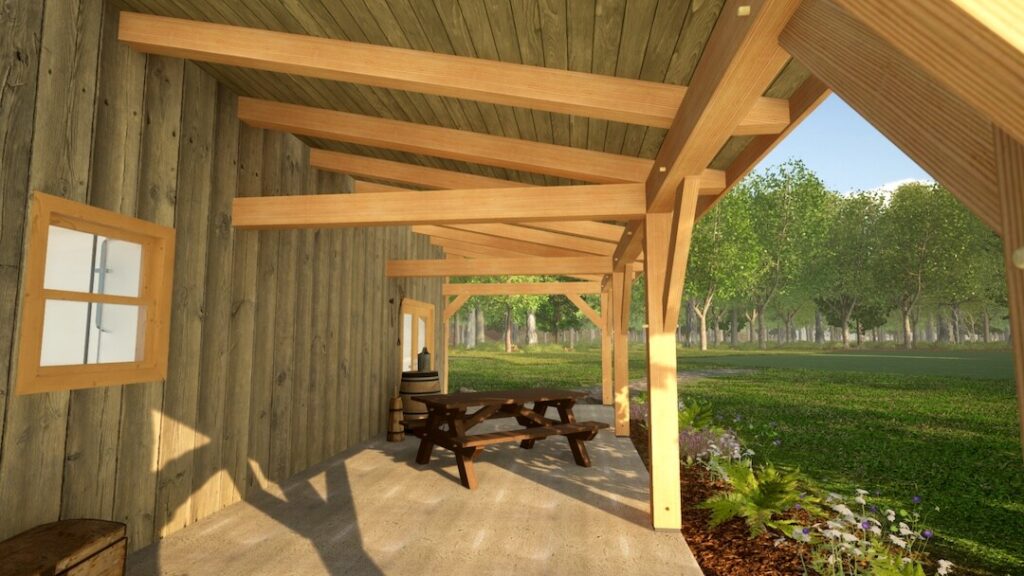 24x36 Gambrel Barn Home Plan (43608)-Porch