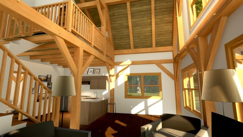24x36 Gambrel Home Plan (43608) Living View