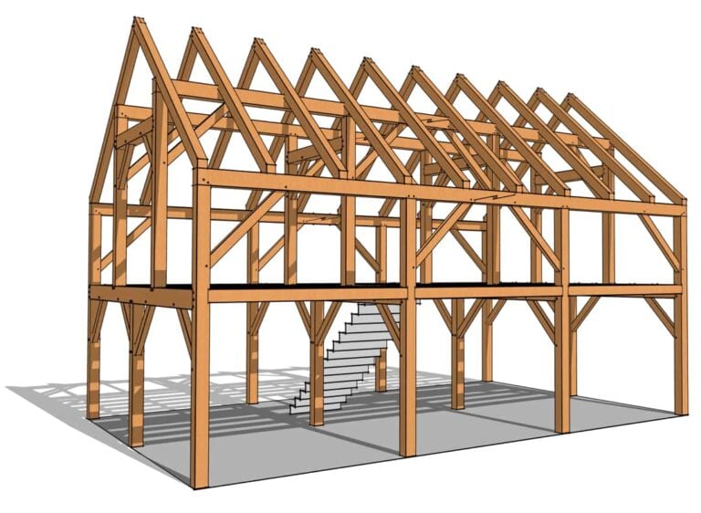 24x36 Heavy Timber Barn Plan - Timber Frame HQ