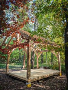 White Pine King Post Truss Pavilion