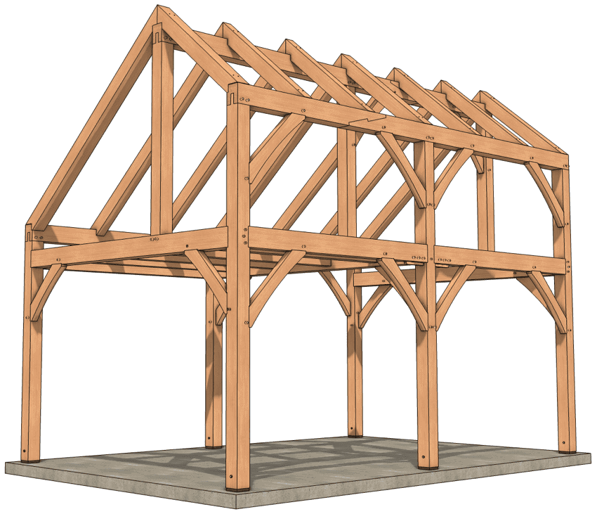 16x24 Timber Frame Saltbox