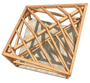 16x16 Funky Timber Frame Cabin - Timber Frame HQ