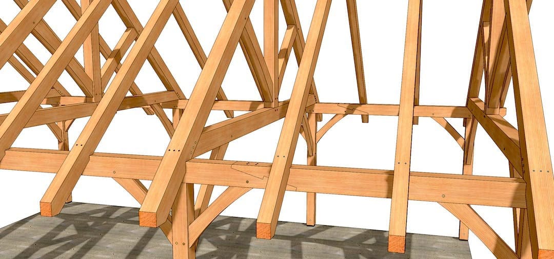 24x36 Timber Frame Pavilion rafters Close up 24x36 Timber Frame Pavilion rafters Close up