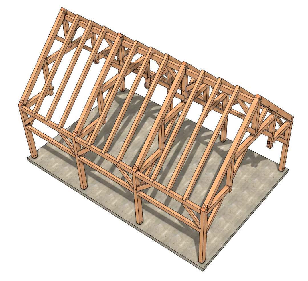 24×36 Hammer Truss Timber Frame - Timber Frame HQ