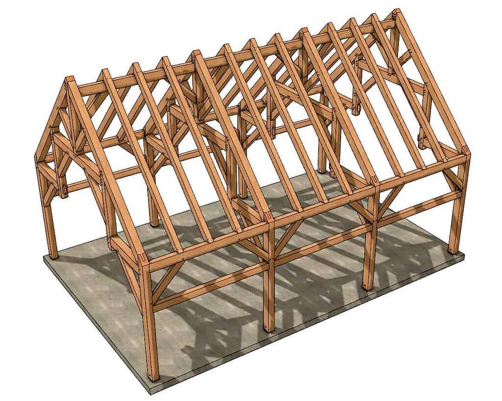 24×36 Hammer Beam Truss Timber Frame - Timber Frame HQ