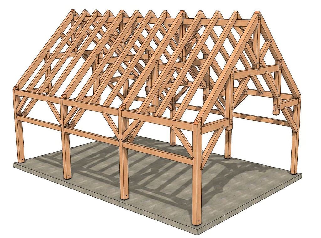24×36 Hammer Truss Timber Frame (8200)-4