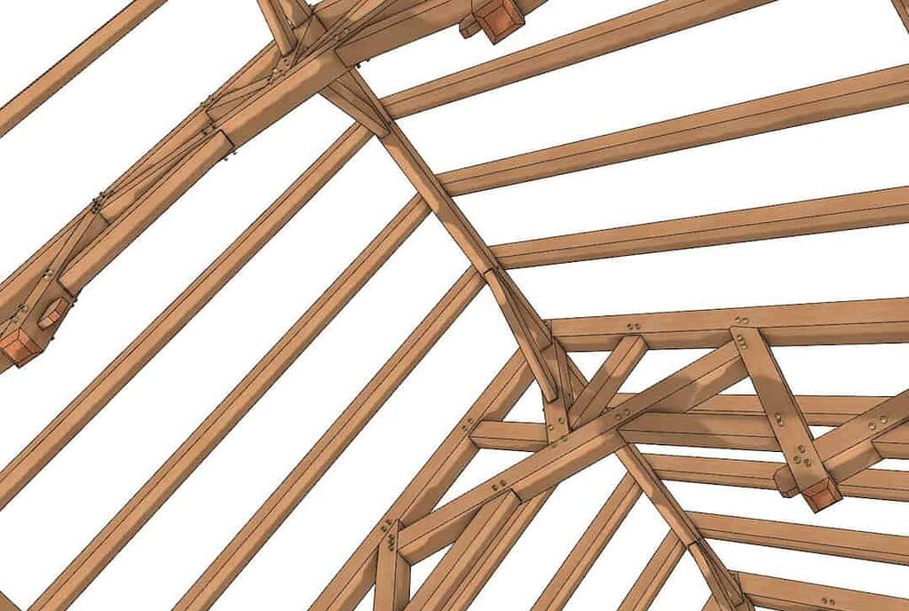 24×36 Hammer Truss Timber Frame (8200)-7