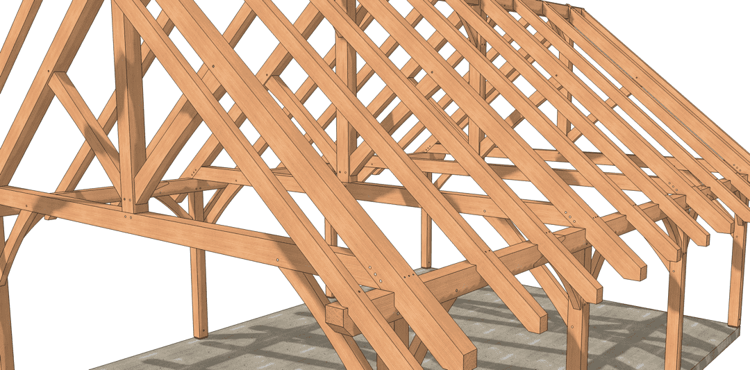 26x36 Timber Frame Pavilion Roof Framing