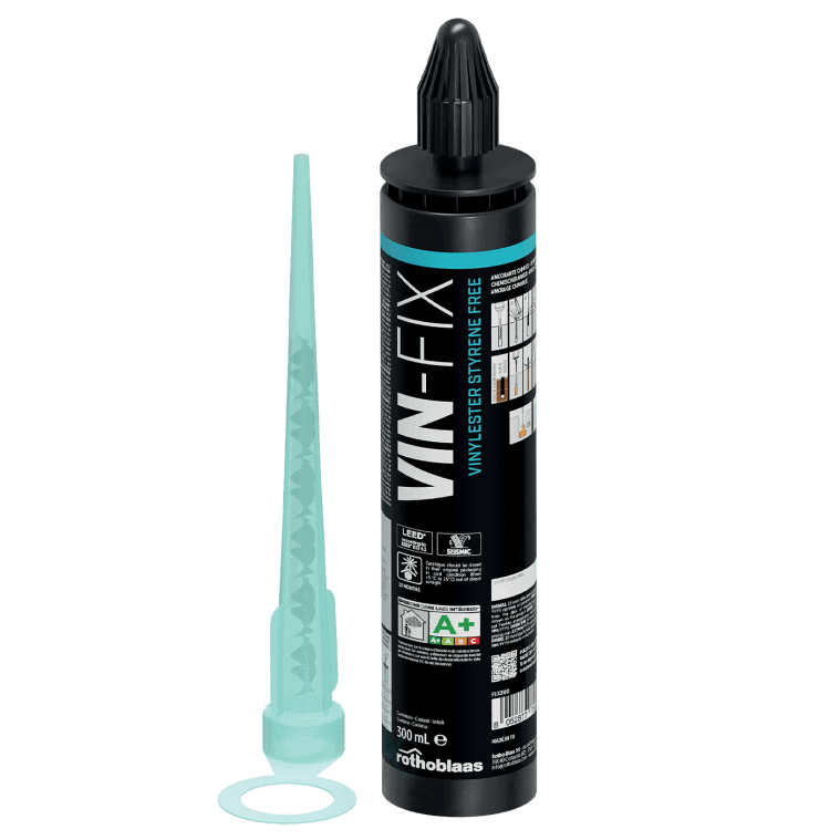 VIN-FIX vinyl ester chemical anchor cartridge (300ml) with application nozzle for concrete anchoring
