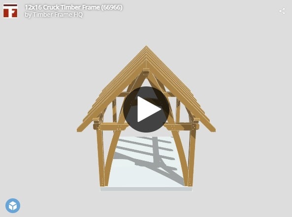 12x16 Cruck Timber Frame (66966) Interactive 3d Model