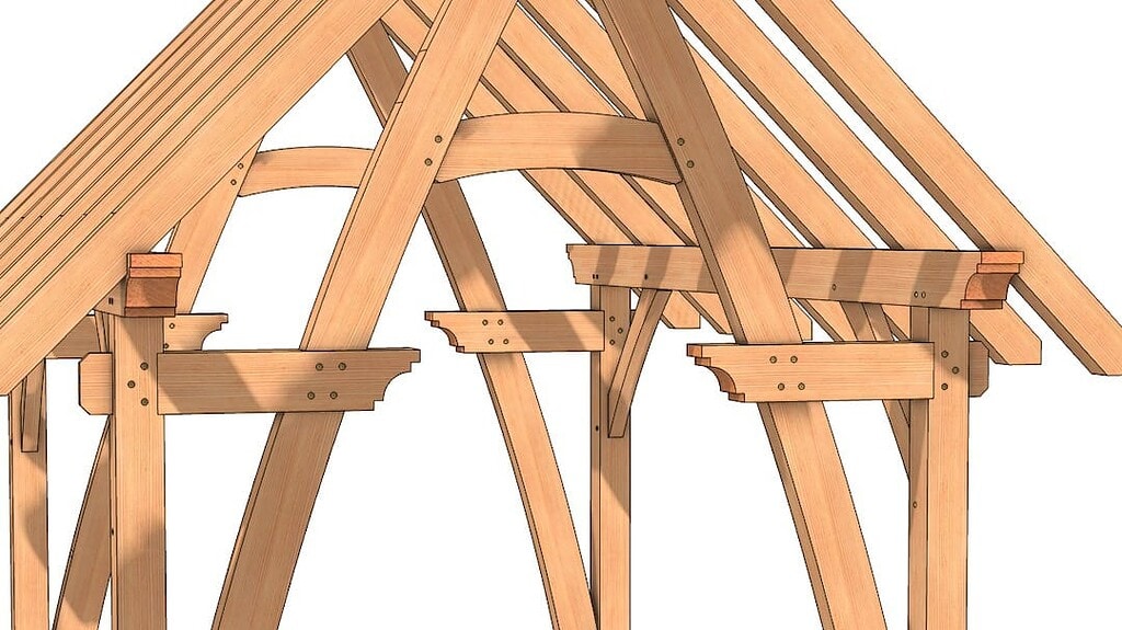 12x16 Cruck Timber Frame Plan close up of collar tie