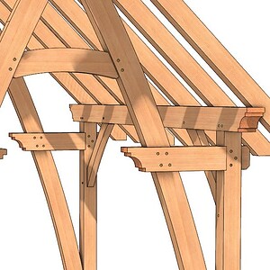 12x16 Cruck Timber Frame Plan close up of collar tie