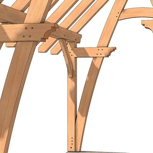 12x16 Cruck Timber Frame Plan close up of cruck beam