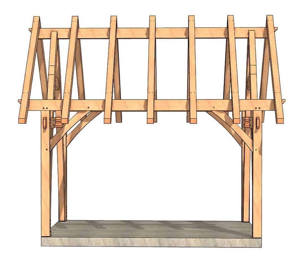 12x16 Cruck Timber Frame Plan side view