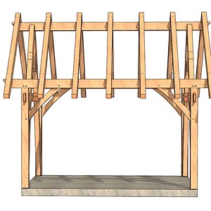 12x16 Cruck Timber Frame Plan side view