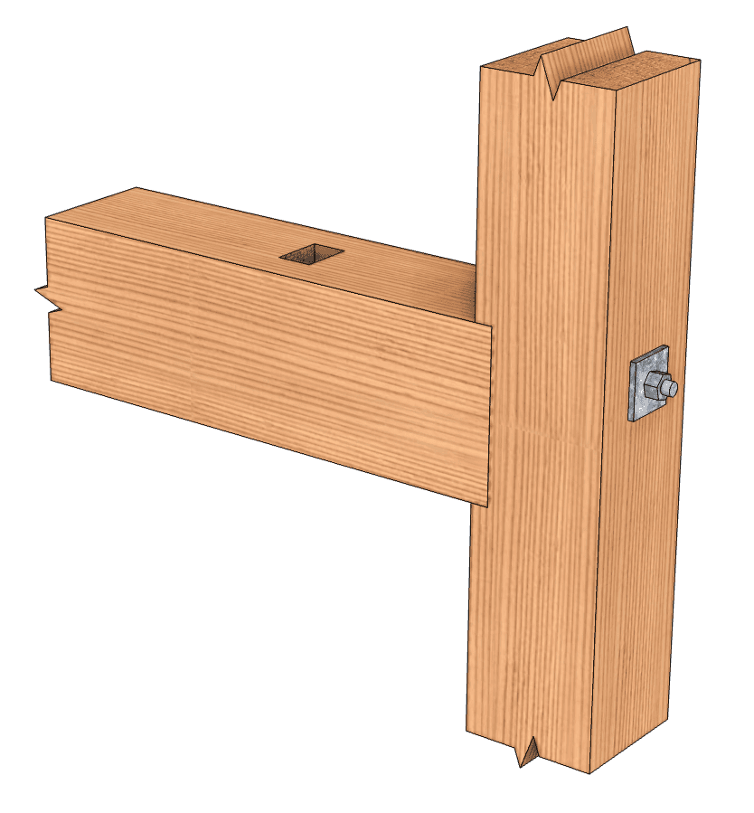 Post to Beam Connection with an All Thread Rod
