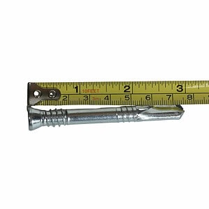 Easy Tie self-drilling timber dowel measuring 3 inches for 4x4 post base installation