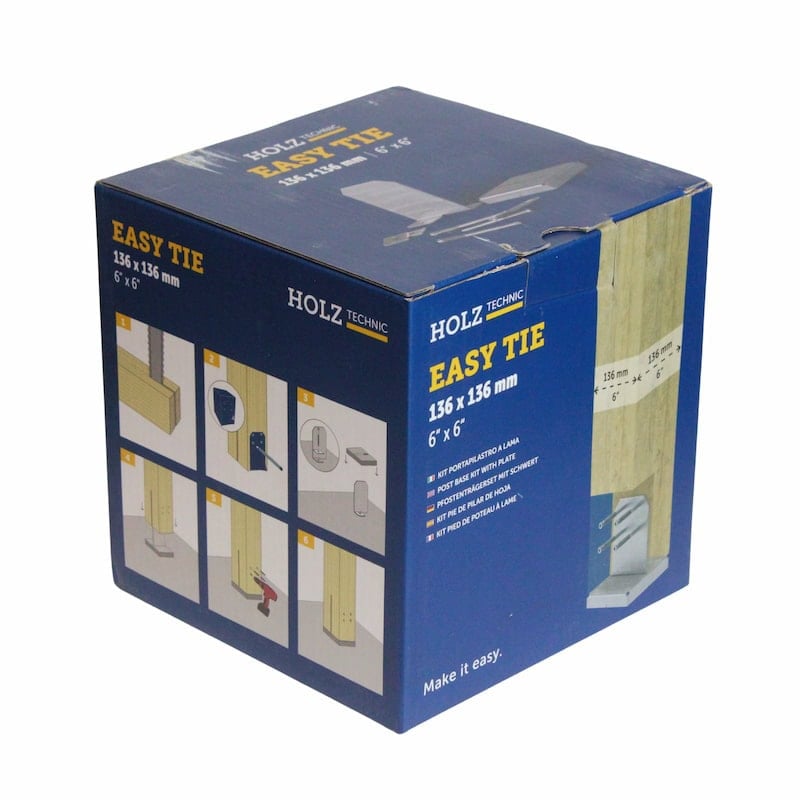 Easy Tie 6x6 concealed post base kit box by Holz Technic
